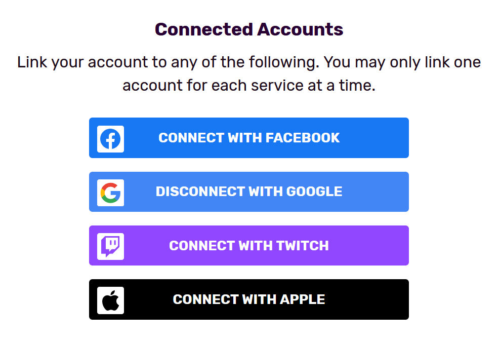I Want To Add remove Facebook Google Twitch Apple Or 2FA Login On